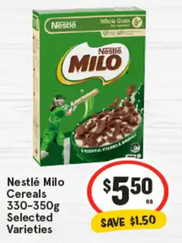 IGA Nestlé Milo Cereals Selected Varieties offer