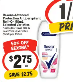 IGA Rexona Advanced Protection Antiperspirant Roll-On Selected Varieties offer
