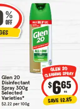 IGA Glen 20 Disinfectant Spray Selected Varieties* offer