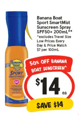 IGA Banana Boat Sport SmartMist Sunscreen Spray SPF50+ ^excludes Travel Size Low Prices Every Day & Price Match offer