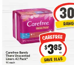 IGA Carefree Barely There Unscented Liners offer