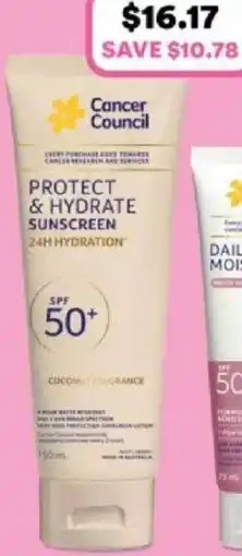 Priceline Cancer council protect & hydrate sunscreen offer