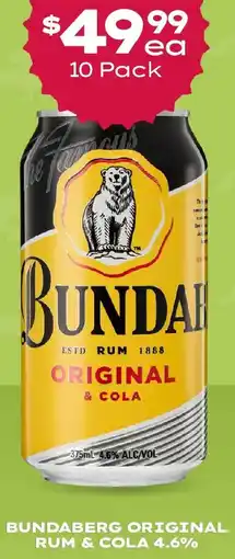 Thirsty Camel Bundaberg original rum & cola 4.6% offer