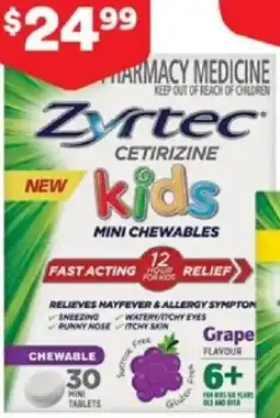 Priceline Zyrtec cetirizine kids mini chewables offer
