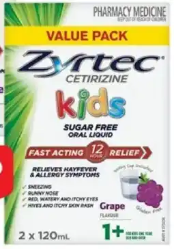 Priceline Zyrtec cetirizine kids sugar free offer