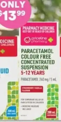 Priceline Paracetamol colour free concentrated suspension offer