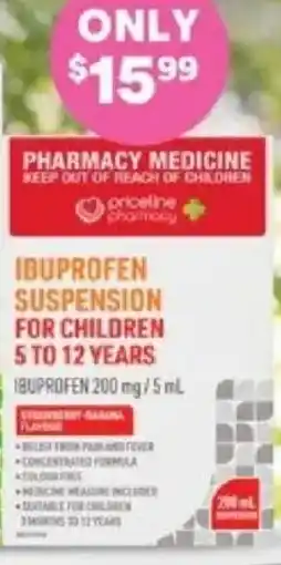 Priceline Ibuprofen suspension for children offer