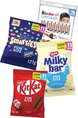 Coles Nestlé Chocolate Fun Size 127g-158g or Kinder Chocolate 16 Treat Share Bag 200g offer