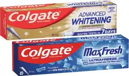 Coles Colgate Advanced Whitening & Tartar or Max Fresh Toothpaste 115g offer