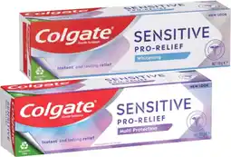 Coles Colgate Sensitive Pro Relief Whitening or Multi Protection Toothpaste 110g offer