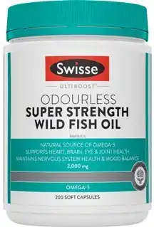 Coles Swisse Ultiboost Odourless Super Strength Wild Fish Oil Capsules 200 Pack offer