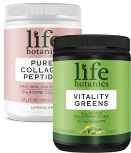 Coles Life Botanics Vitality Greens Powder 450g or Pure Collagen Peptides Powder 300g offer