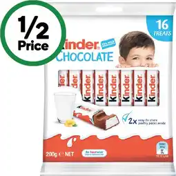 Woolworths Kinder Chocolate Share Pack 200g Pk 16 offer