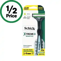 Woolworths Schick Xtreme 3 Sensitive Razor Handle with 6 Blade Cartridges offer