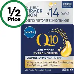 Woolworths Nivea Q10 Anti Wrinkle Deep Restoring Night Cream 50ml offer
