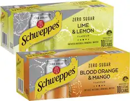 Coles Schweppes Infused Sparkling Water 10x375mL offer