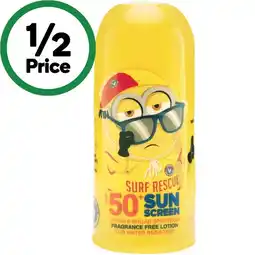 Woolworths Surf Life Saving Australia Despicable Me SPF 50+ Roll On Sunscreen 75ml offer