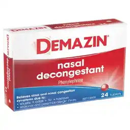 Woolworths Demazin Nasal Decongestant Tablets Pk 24† offer