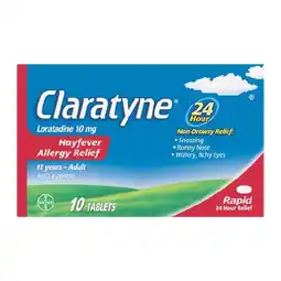 Woolworths Claratyne Hayfever Allergy Relief 10mg Tablets Pk 10 offer