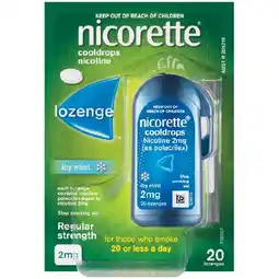 Woolworths Nicorette Cooldrops Stop Smoking Aid Nicotine Lozenge 2mg Pk 20 offer