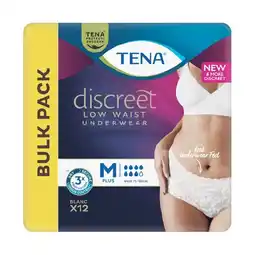 Woolworths TENA Low Waist White Incontinence Underwear Pk 12 offer
