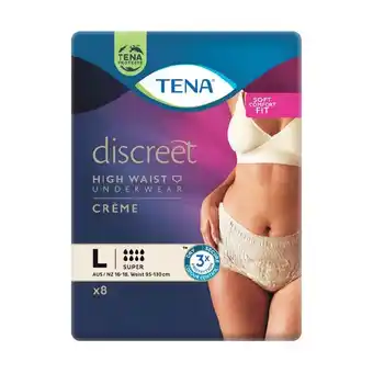 TENA High Waist Creme Incontinence Underwear Pk 8