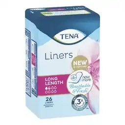 Woolworths TENA Incontinence Liners Long Length Pk 26 offer