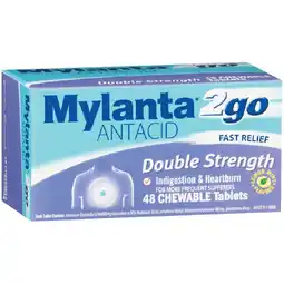 Woolworths Mylanta 2Go Antacid Double Strength Chewable Tablets Pk 48† offer