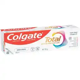 Woolworths Colgate Total Active Prevention Toothpaste 115g offer