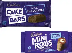 Coles Cadbury Cake Bars or Mini Rolls 105g-125g offer