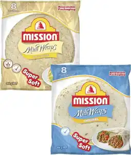Coles Mission Mini Wraps 8 Pack 384g offer