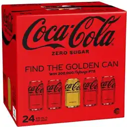 Coles Coca-Cola Zero Sugar Soft Drink 24x375mL offer
