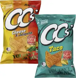 Coles NEW CC's Taco or Cheese & Jalapeno Corn Chips 175g offer
