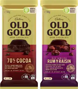 Coles Cadbury Old Gold Block Chocolate 170g-180g offer