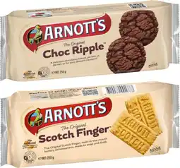 Coles Arnott's Scotch Finger or Choc Ripple Biscuits 250g offer