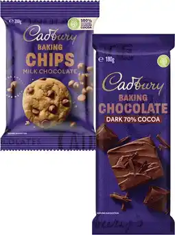 Coles Cadbury Baking Chocolate Chips, Melts or Blocks 180g-225g offer