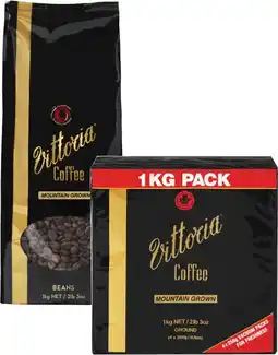 Coles Vittoria Mountain Grown Coffee Beans or Ground 1kg offer