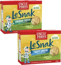 Coles Uncle Tobys Le Snak 132g offer
