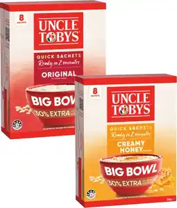 Coles Uncle Tobys Oats Big Bowl Sachets 368g offer