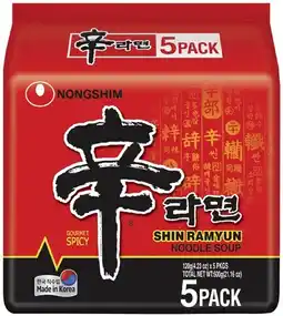 Coles Nongshim Shin Ramyun Noodle 5 Pack 600g offer