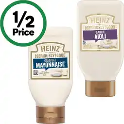 Woolworths Heinz Seriously Good Mayonnaise, Aioli or Tartare offer
