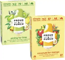 Coles Proud & Punch Frozen Dessert Sticks 6 Pack 420mL-450mL offer