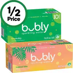 Woolworths Bubly Sparkling Water Varieties 10 x 375ml offer