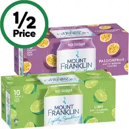 Woolworths Mount Franklin Lightly Sparkling Water Varieties 10 x 375ml offer