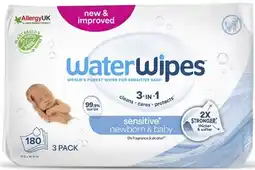 Coles WaterWipes Fragrance Free Sensitive Skin Baby Wipes 180 Pack offer