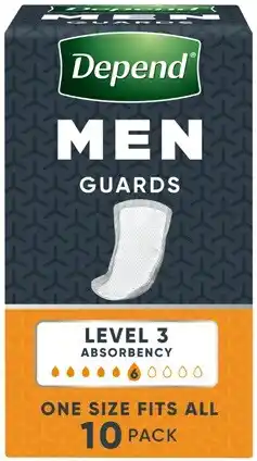 Coles Depend Men Level 3 Guards 10 Pack offer