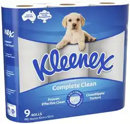 Coles Kleenex Complete Clean Toilet Paper 9 Pack offer