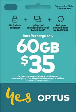 Coles Optus $35 AutoRecharge only Prepaid SIM Starter Kit offer