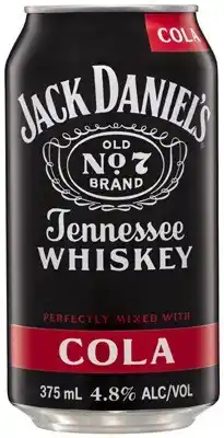 Coles Jack Daniels & Cola Cans 6x375mL offer