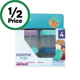 Woolworths Sistema Dressing Pots To Go Container Assorted Pk 4 offer